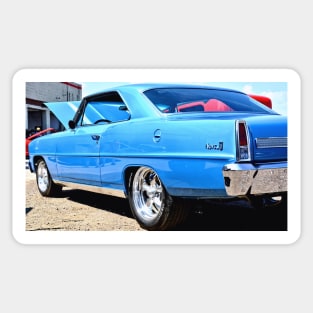 Blue Chevy Nova Hot Rod Sticker